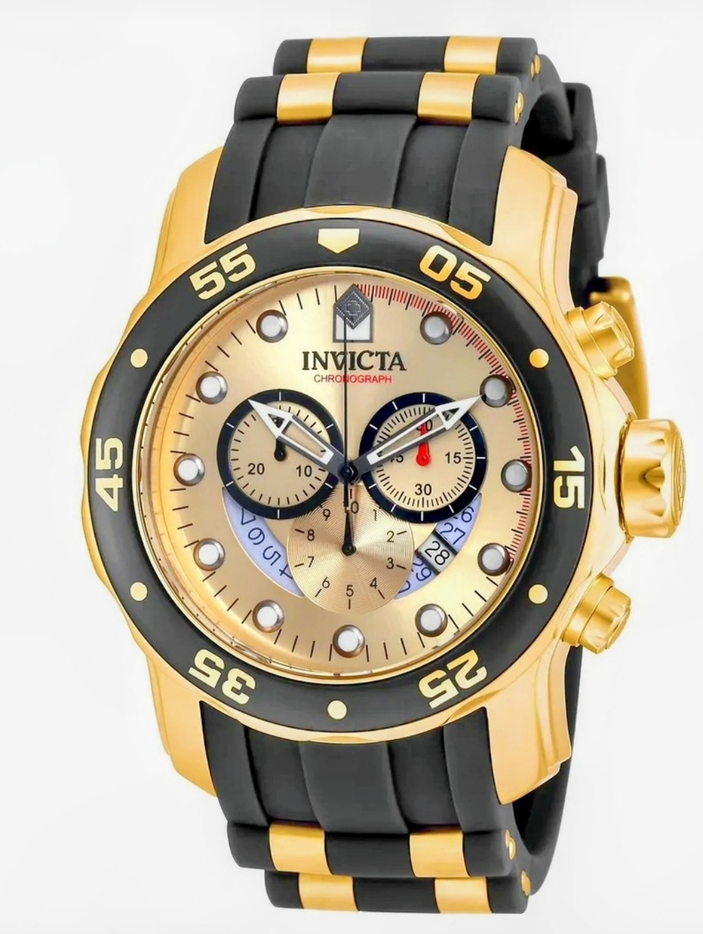 Invicta Pro Diver Scuba Mens Gold-Tone & Black Chronograph Watch 6981